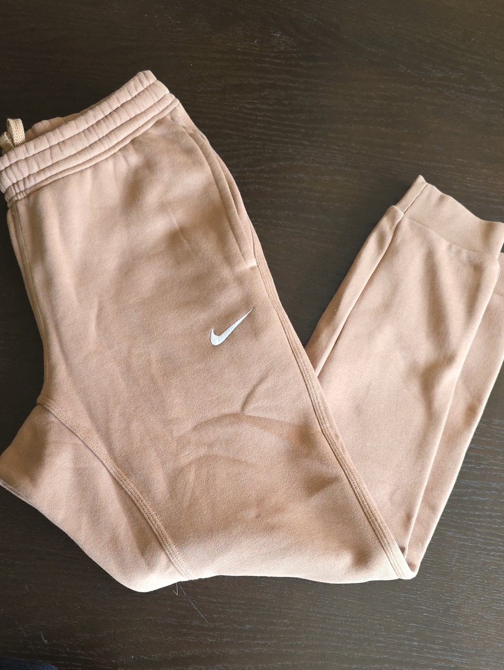 Nike Men's Tan/Cream Jogger Sweatpants with White Swoosh